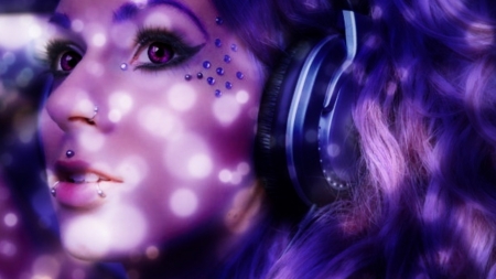 Live For The Music - purple, models, female, music, fantasy