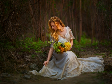 Beauty - flowers, trees, woman, model