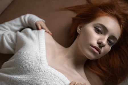 Redhead - red, head, beauty, model