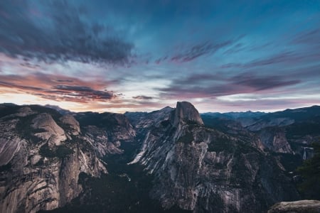 yosemite sunset - mountains, yosemite, cool, fun, sunset, nature