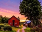 sunset on a farm hdr