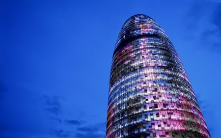 torre-agbar building in barcelona - modern, colors, building skyscraper, sky, glass