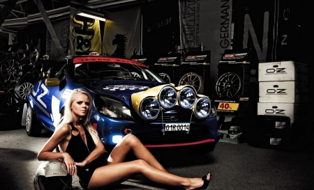 Ford-Rally-Car-Girl - dirt, garage, rally, babe