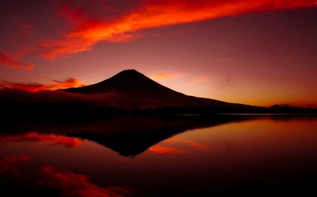 Lake Mountain - clouds, nature, landscape, lake, mountains, reflection