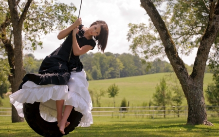 Summer Joy - swing, summer, girl, model