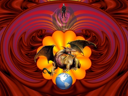 Pink Dragons Protection - fractal, abstract, collage, 3d, eye candy