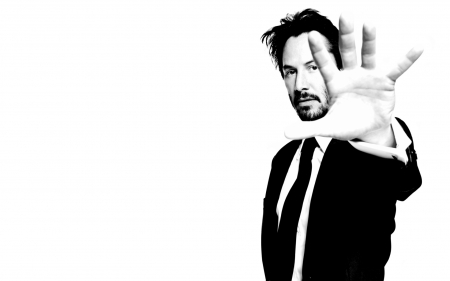 Keanu Reeves - white, keanu reeves, man, hand, actor, bw, black