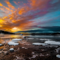 wonderful sunrise on a winter lake