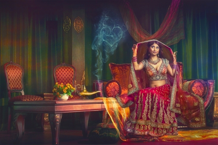 Sheherazade - woman, people, female, girl, fantasy, exotic, art, pretty, beautiful, oriental, digital