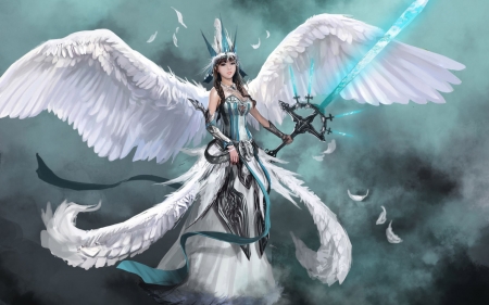 angel warrior - wings, sword, angel, warrior