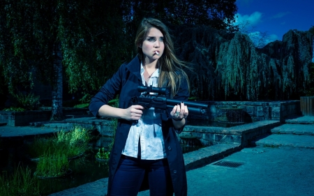 Girl with the gun - gun, women, girl, model