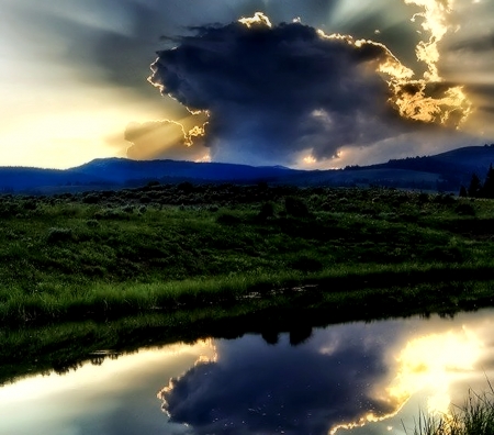 Beautiful Scenery - nature, scenery, reflection, clouds