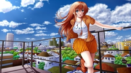 City girl - anime, city, girls, pretty