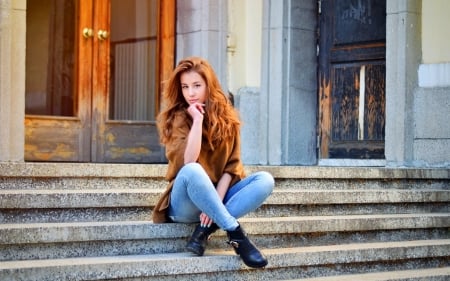 RedHead - head, girl, women, Red