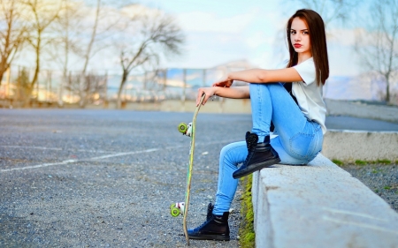 Skater - girl, women, jean, Skater