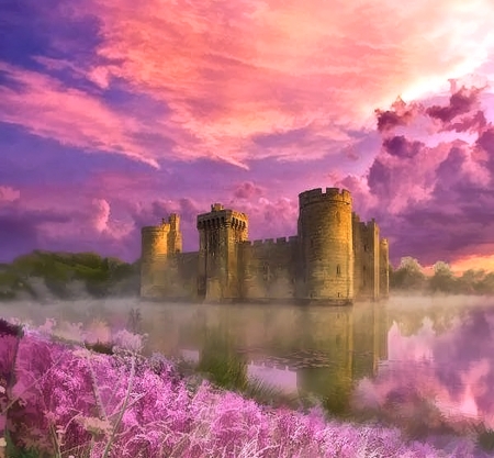 Fantasy Castle - lake, pretty, fantasy, castle