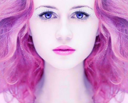 Pretty Face - face, girl, pink, art