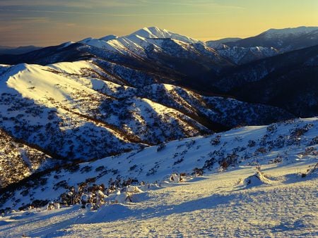 Sunrise on Mount Feathertop, Victoria - national park, winter, victoria, snow, mountains, australia