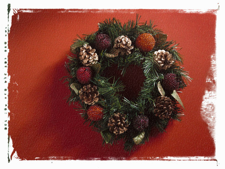 Christmas Garland - pine tree sprigs, door, pinecones, christmas, garland