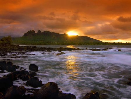  sunset beach - beach, sky, landscape