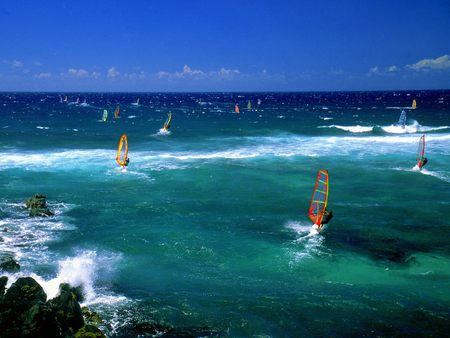 windsurfers  maui  - beach, sky, landscape