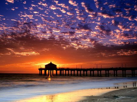 colorful sky  manhattan beach  california - sky, sunset, landscape