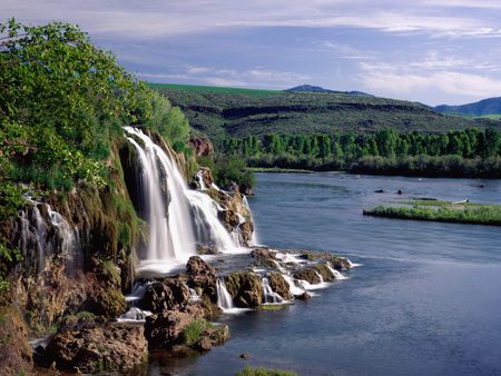 fall creek falls and snake river  idaho - waterfalls, mountain