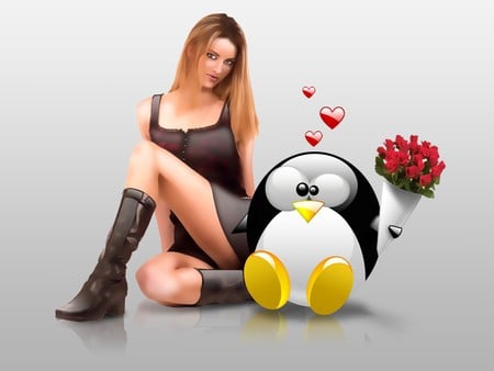 linux love - rose, leg, heart