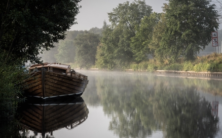 River - nature, tree, boat, river