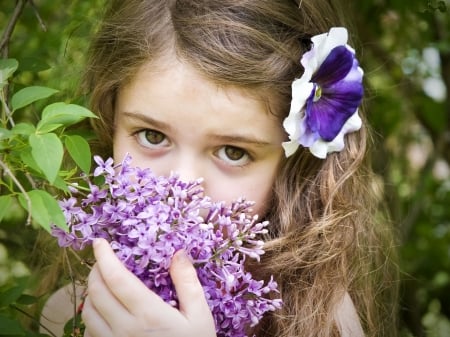 Pretty - flowers, girl, kids, model