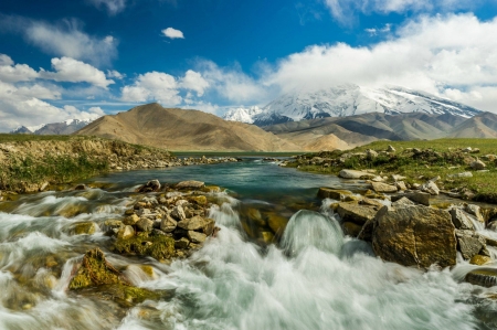 Karakul Lake - lake, cool, field, fun, nature