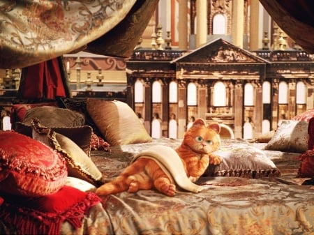 Time for Rest - art, bed, cat, animal, fantasy, kitten