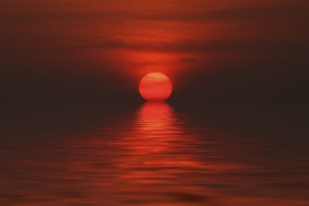 AUTUMN GLOW - SUNSET, REFLECTION, RED, SKY OCEAN, GLOWING, ORANGE