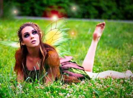 Fairy - fairy, woman, model, grass