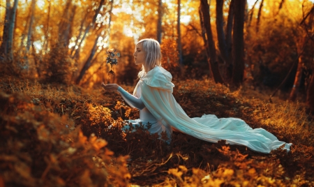 Beauty of Autumn - trees, woman, model, autumn