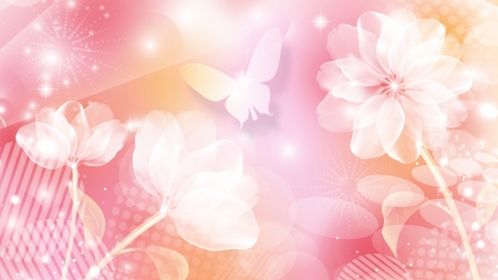 Tenderness - feminine, soft, summer, tender, shine, glow, butterfly, floral, pink, flowers