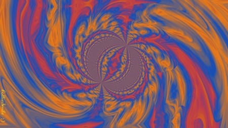 Blue & Orange Jamboree - red, orange, Blue, fractal, scarlet