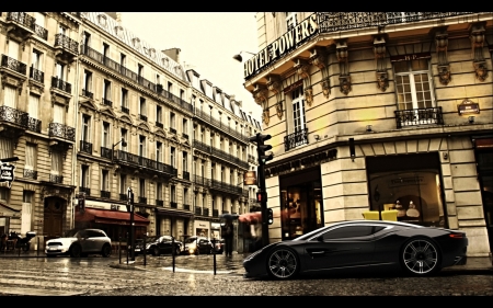 aston martin dbc concept on paris street - street, concept, car, hotel, city