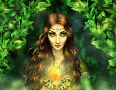 Fantasy Woman - fantasy, pretty, woman, green