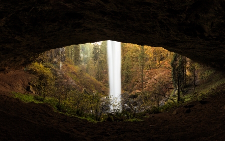 Waterfall - nature, tree, waterfall, river