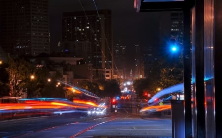 market on guerrero street san francisco in long exposure - long exposure, street, lights, city, night, market