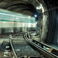 paris subway tunnel in long exposure
