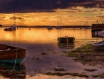 splendid harbor scene at sunset hdr