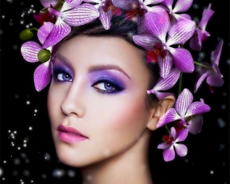 Pretty Face - flowers, face, woman, make up