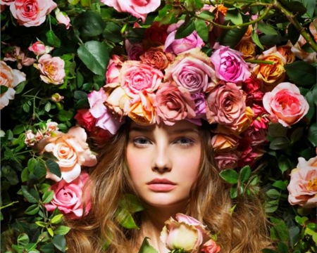 Pretty Face - flowers, face, woman, model