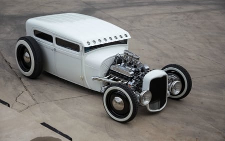 1928-Ford-Tudor-Hot-Rod - Hotrod, White, Classic, 1928