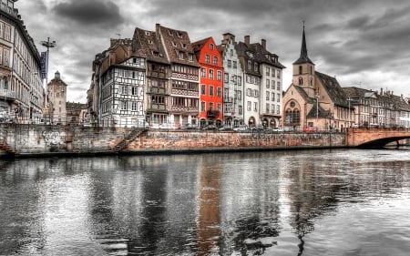 Strasbourg, France - water, france, houses, cityscape, reflection