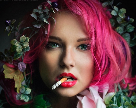 Lovely Face - woman, cigarrette, model, cigarette, face