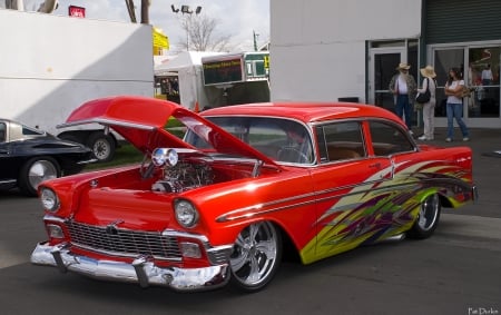 56 Bel Air - classic, blown, gm, red