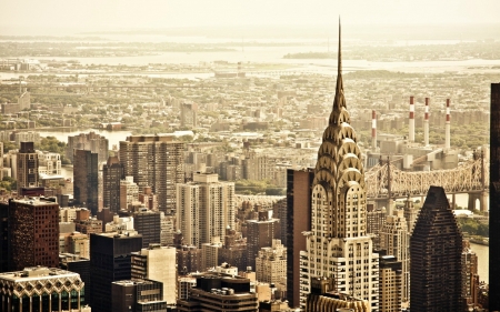 panorama of new york city in sepia - view, panoram, sepia, skyscrapers, city